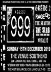 999 + Grade 2 + Rage DC + The Statins + The Secret Living Room Band - Live at The Venue, Westcliff-on-Sea, Essex - Sunday December 15th, 2019 - Poster