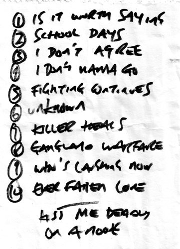 The Bullies - Live at Chinnery's - 15.05.08 - Set List