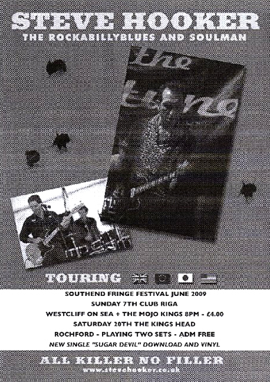 Steve Hooker & His Band live at Club Riga, Westcliff, June 7th 2009 - Poster