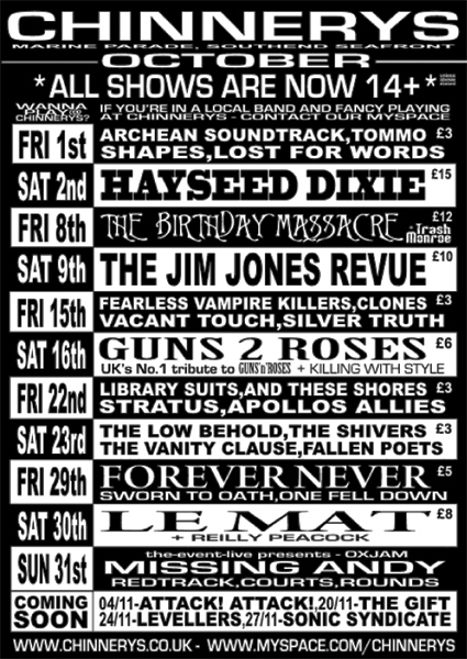 The Jim Jones Revue - Live at Chinnerys - 09.10.10 - Poster