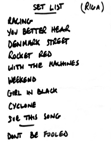 The Machines - Live at Club Riga - 13.04.08 - Set List