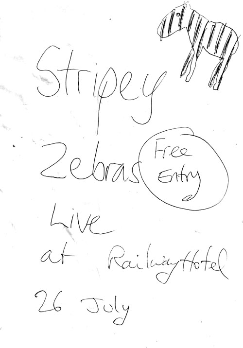 The Stripey Zebras + Phillious Williams + Cryin' Queerwolf - Live at The Railway Hotel, Southend-on-Sea, Friday July 26th, 2013 - Poster