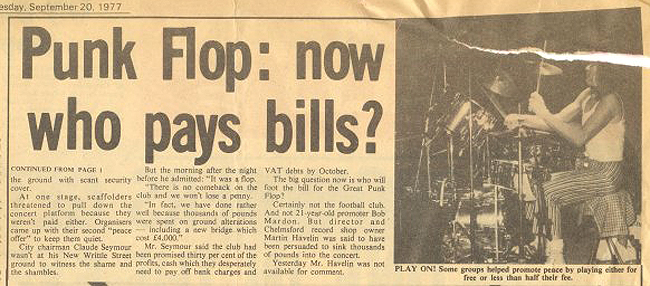 City Rock '77 - Newspaper Report Part 3 - 'Newsman Herald' - 20.09.77
