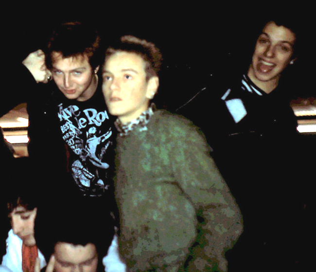 Chelmsford Punks - Kevin Orrin, Phil Rubery, Andy Nice, Mick Roach and Mould, Chelmsford Shopping Precinct, 1978 