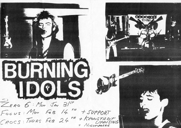 The Burning Idols - Upcoming Gigs 1983 - Poster