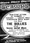 The Bullies - Live at Scamps - Press Advertisement - 1981