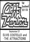 Elvis Costello and The Attractions - Live at The Cliffs Pavilion, Southend - 27.09.82 - Press Advert