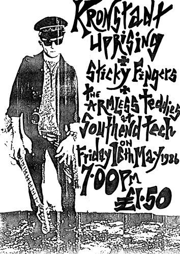 The Kronstadt Uprising + Sticky Fingers + The Armless Teddies - Live at The Southend College of Technology - 16.05.86 - Poster 