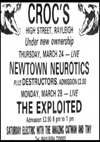 The Newtown Neurotics + The Destructors - Live at Crocs - 24.03.83 - Press Advert
