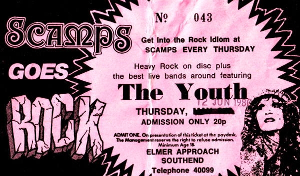The Youth - Live at Scamps - 12.06.80 - Ticket
