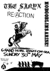 The Sinyx + Reaction (Nightmare) - Live at The Grand Hotel, Leigh - 30.05.82 - Poster
