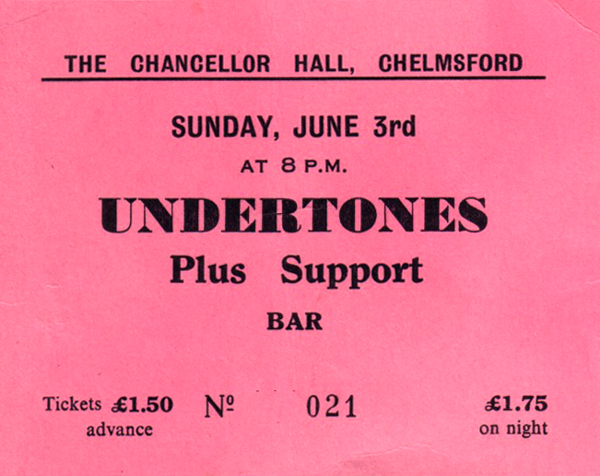The Undertones / Shake - Live at The Chancellor Hall, Chelmsford - 03.06.79 - Ticket