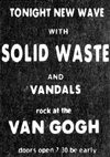 Solid Waste and The Vandals - Live at The Van Gogh - 15.05.78 - Press Advert