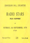 The Radio Stars - Live at The Chancellor Hall, Chelmsford - 03.09.78 - Ticket
