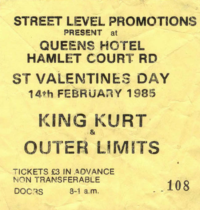 King Kurt + Outer Limits - Live At The Queens Hotel - 14.02.85 - Ticket
