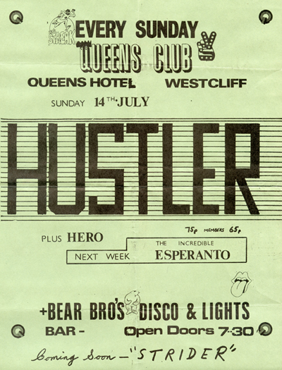 Hustler + Hero - Live at The Queens Hotel - 14.07.74 - Flyer