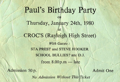 Paul's Birthday Party Invite - 24.01.80