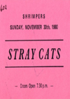 The Stray Cats - Live at Shrimpers - 30.11.80 - Ticket
