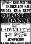 Ghost Dance + The Ladykillers + Gun Supper + Scrapheap - Live at The Chancellor Hall, Chelmsford - 12.09.86 - Poster