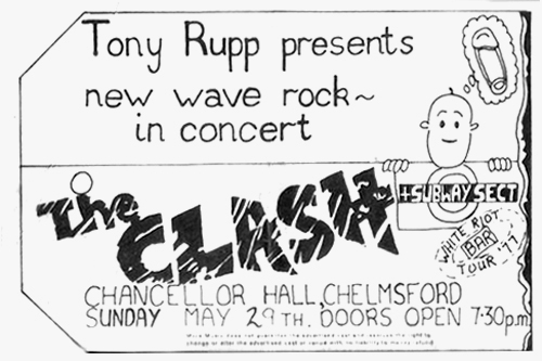 The Clash / Subway Sect - Live at The Chancellor Hall, Chelmsford - 29.05.77 - Ticket