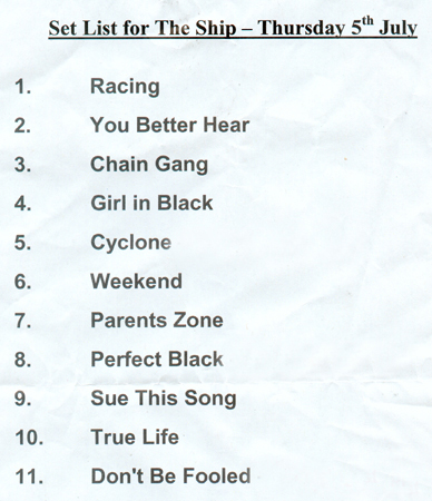 Celebration of 30 Years of Punk - The Machines - Live at The Ship - Setlist - 05.07.07