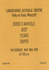 Deeno's Marvels - Live at Lindisfarne Catholic Centre - May 30th 1978 - Ticket