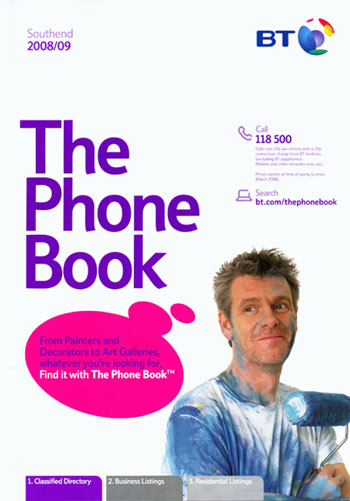 Al on the cover of the Southend Area phone book 2008 - 2009