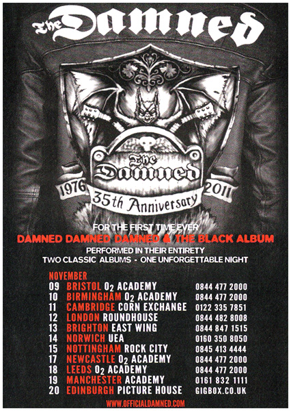 The Damned 35th Anniversary Tour - 1976 - 2011 - Live at The Roundhouse, Camden, London - 12.11.11
