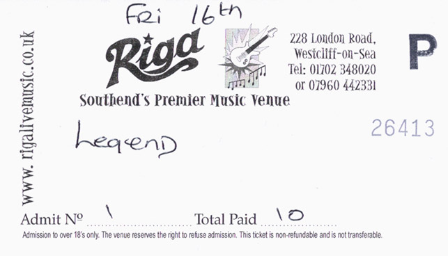 Legend + White Doves - Live at Club Riga, Friday March 16th, 2012 - Ticket