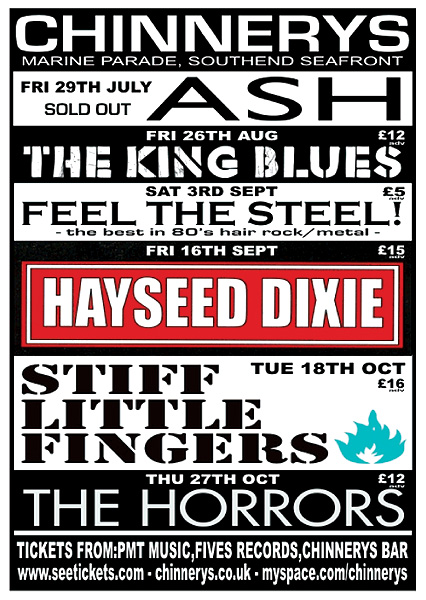 Stiff Little Fingers - Roaring Blaze Tour 2011 - Live at Chinnerys, Southend-on-Sea, 18.10.11 - Chinnerys Poster