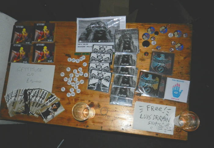 The Get (Album Launch Party) + Luis Drayton + Sinister Chuckles + Cryin' Queerwolf - Live at The Railway Hotel, Southend-on-Sea, Saturday January 26th, 2013 - Merchandise Table