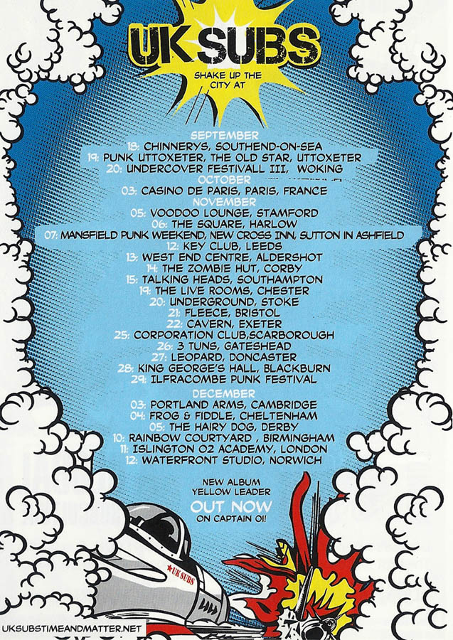 U.K. Subs - Autumn Tour Poster 2015