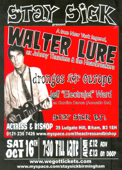 Walte Lure - Live at The Actress & Bishop, 35 Ludgate Hill, Birmingham - Saturday October 16th, 2010 - Flyer