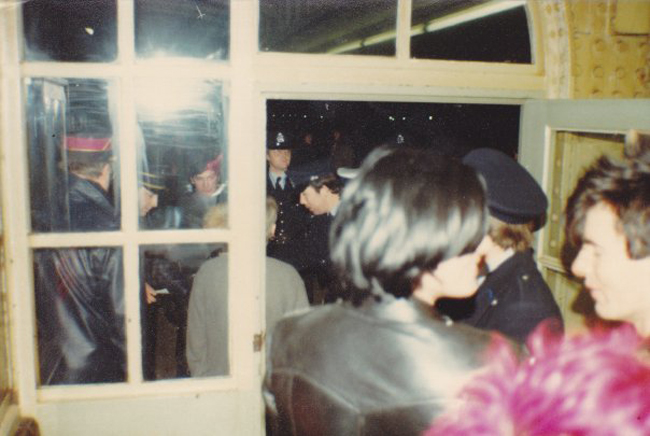 Chelmsford Punks - Dave and Chris with Police at Blankenberg 20.02.82