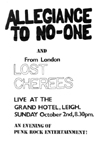 Allegiance To No One + The Lost Cherees - Live at The Grand - 02.10.83 - Poster 