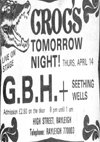 G.B.H. + Seething Wells - Live at Crocs - 14.04.83 - Press Advert