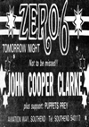 John Cooper Clarke + Puppets Prey - Live at The Zero 6 - 21.11.83 - Press Advert