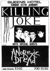 Killing Joke + Anorexic Dread - Live at The Queens Hotel - 20.01.85 - Poster