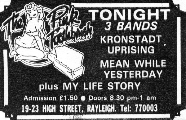 The Kronstadt Uprising + My Life Story + Meanwhile Yesterday - Live at The Pink Toothbrush - 17.10.85 - Press Advert 