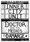 Nick Turner's Inner City Unit + Doctor and The Medics + Damarge + DJ The Dream Maker - Live at The Queens Hotel - 17.01.85 - Poster