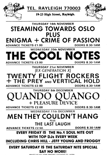 The Prey - Live at The Pink Toothbrush - 21.11.85 - Flyer
