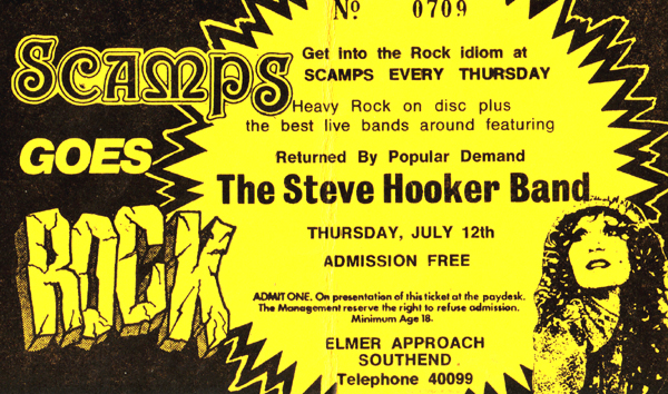 The Steve Hooker Band - Live at Scamps - 12.07.79 - Ticket
