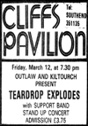The Teardrop Explodes - Live at The Cliffs Pavilion, Southend - 12.03.82 - Press Advert