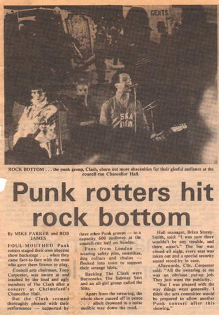 The Clash - White Riot '77 Tour - Newspaper Clipping