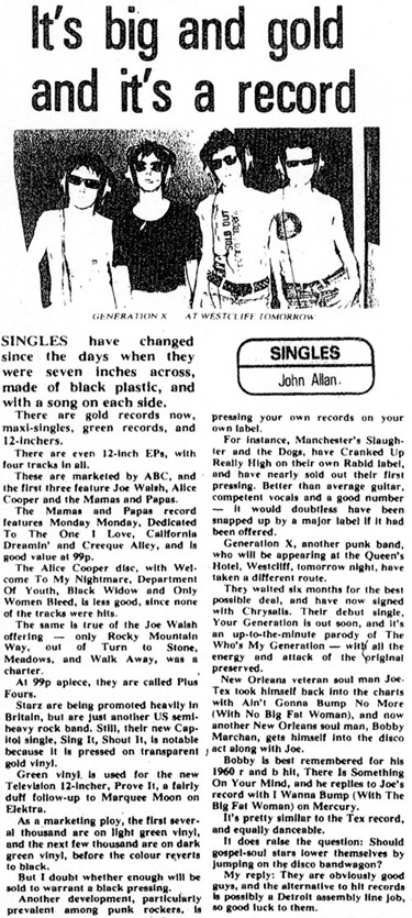 The Queens - 'Generation X' - Evening Echo - 09.08.77