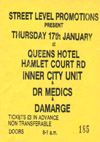 Nick Turner's Inner City Unit + Doctor & The Medics + Damarge + DJ The Dream Maker - Live at The Queens Hotel - 17.01.85 - Ticket