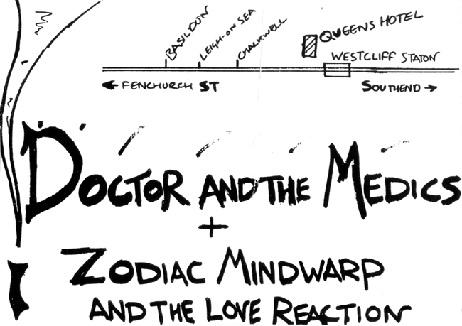 Doctor and The Medics + Zodiac Mindwarp & The Love Reaction + The Ladykillers + DJ The Dream Maker - Live at The Queens Hotel - 27.03.86 - Flyer