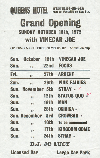 The Queens Hotel - Flyer - 1972