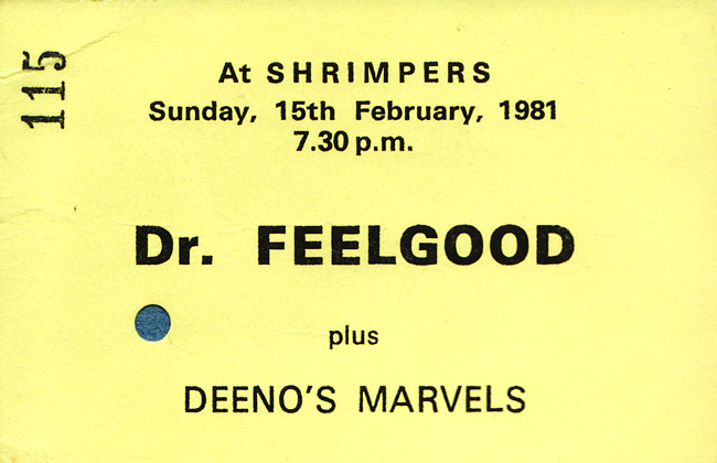 Dr Feelgood - Live at Shrimpers - 15.02.81 - Ticket
