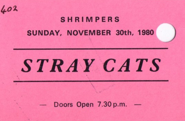 The Stray Cats - Live at Shrimpers - 30.11.80 - Ticket